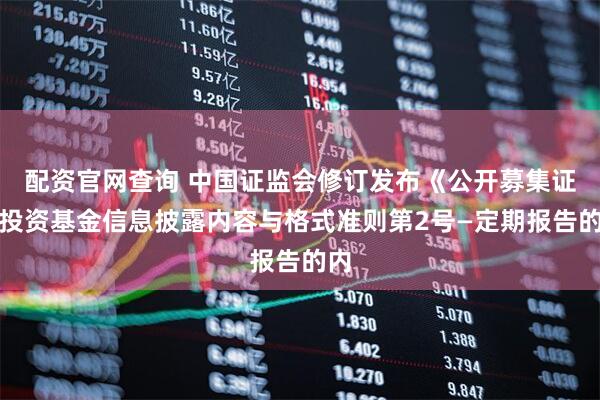 配资官网查询 中国证监会修订发布《公开募集证券投资基金信息披露内容与格式准则第2号—定期报告的内